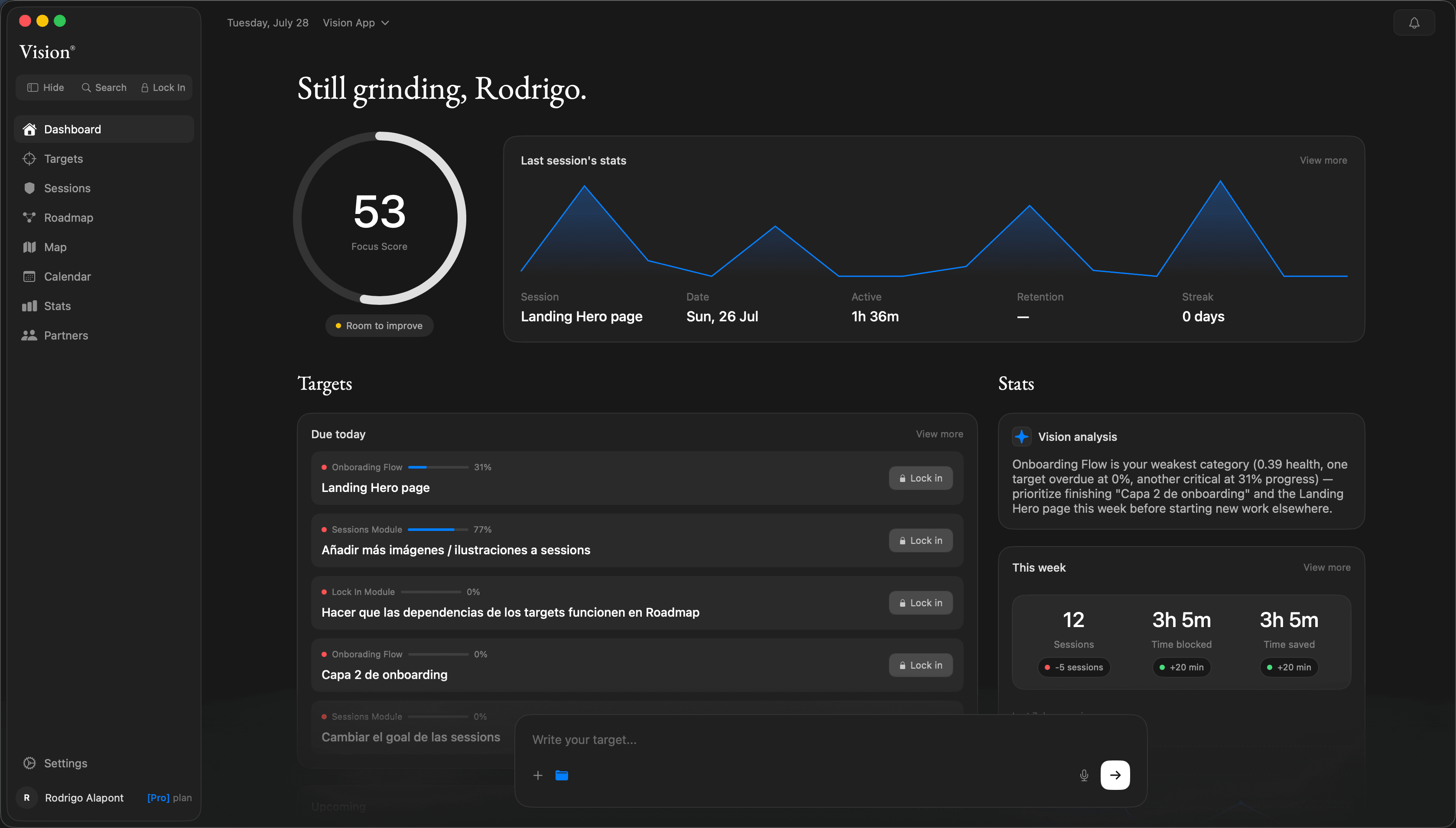 Vision dashboard